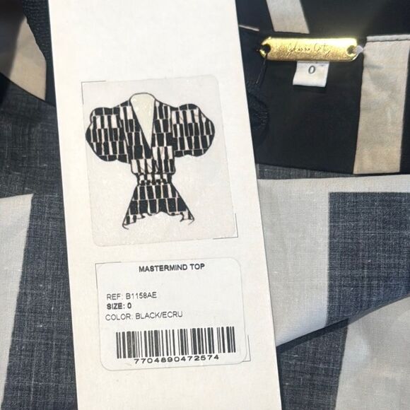 NWT JOHANNA ORTIZ Mastermind Two-tone Puff-sleeve Top In Black/Ecru Size 0 - Picture 13 of 14
